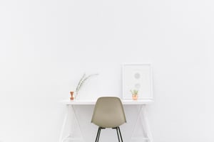 minimalist white desk