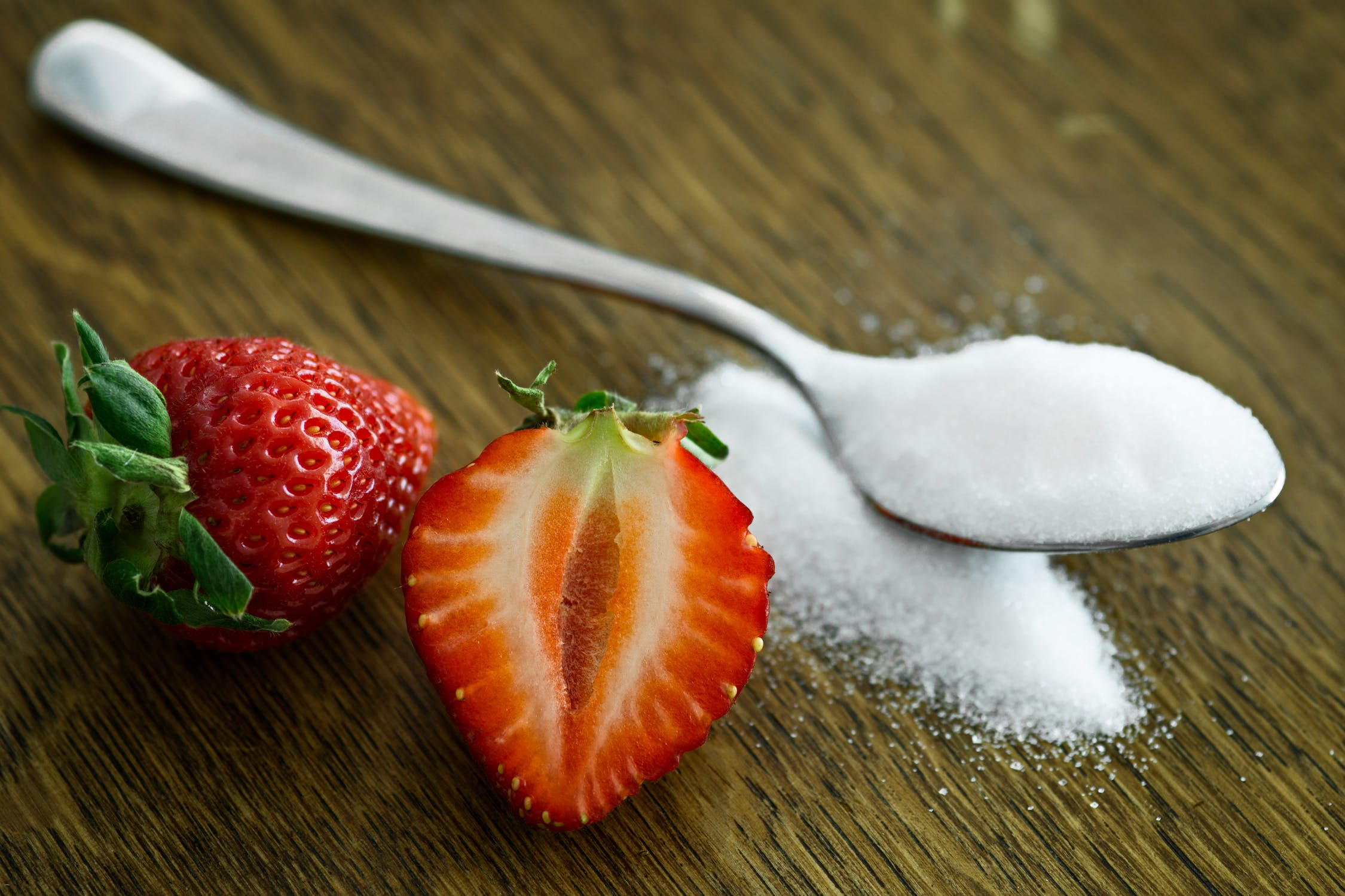 white sugar with strawberries